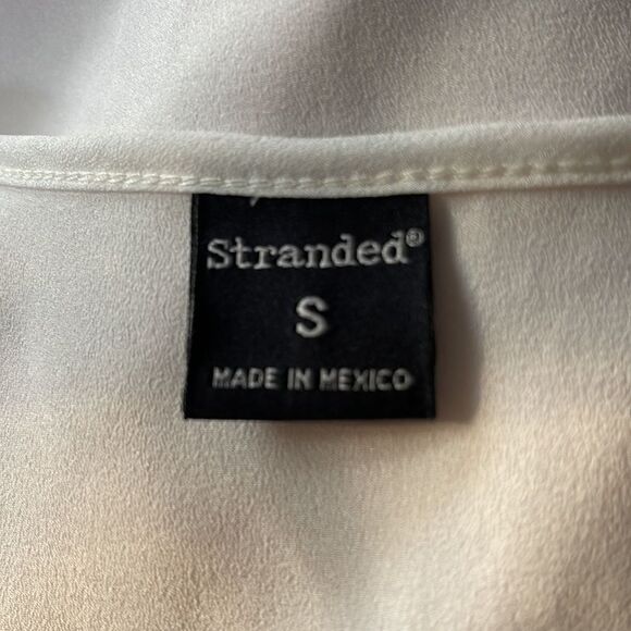 Stranded white crepe gray/metallic copper star logo long racerback tank. Small. - Picture 5 of 6